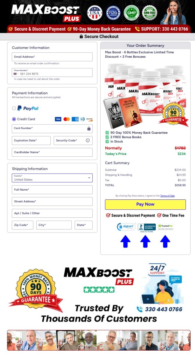 Max Boost Plus Official Website Secure Order Page
